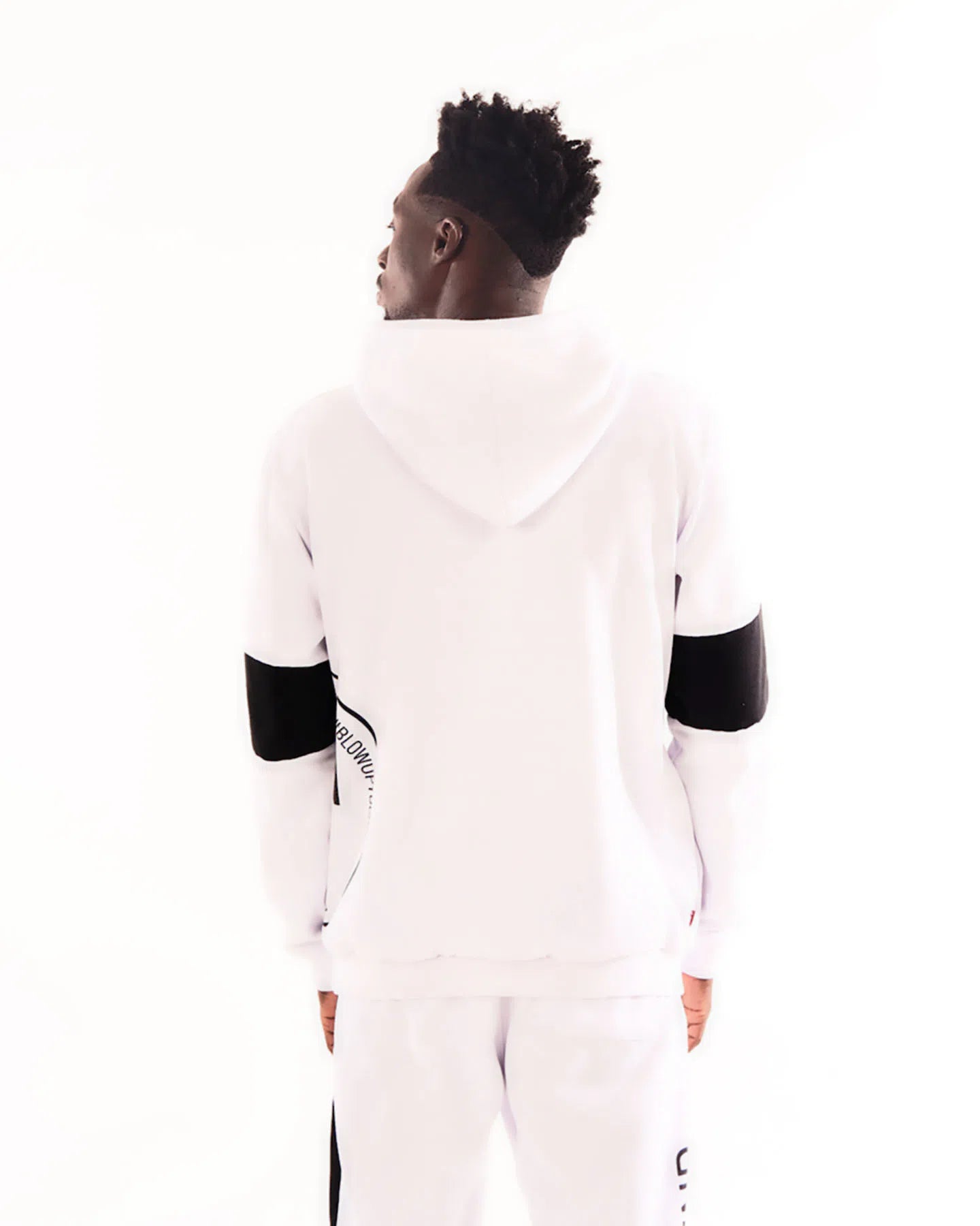 BLACK AND WHITE SIDE LOGO HOODIE