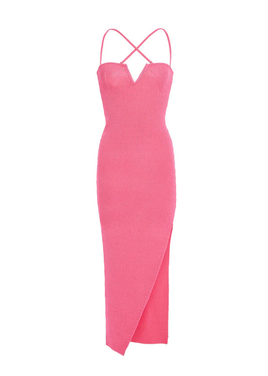 SEROYA - DOMINIQUE KNIT MIDI DRESS WATERMELON