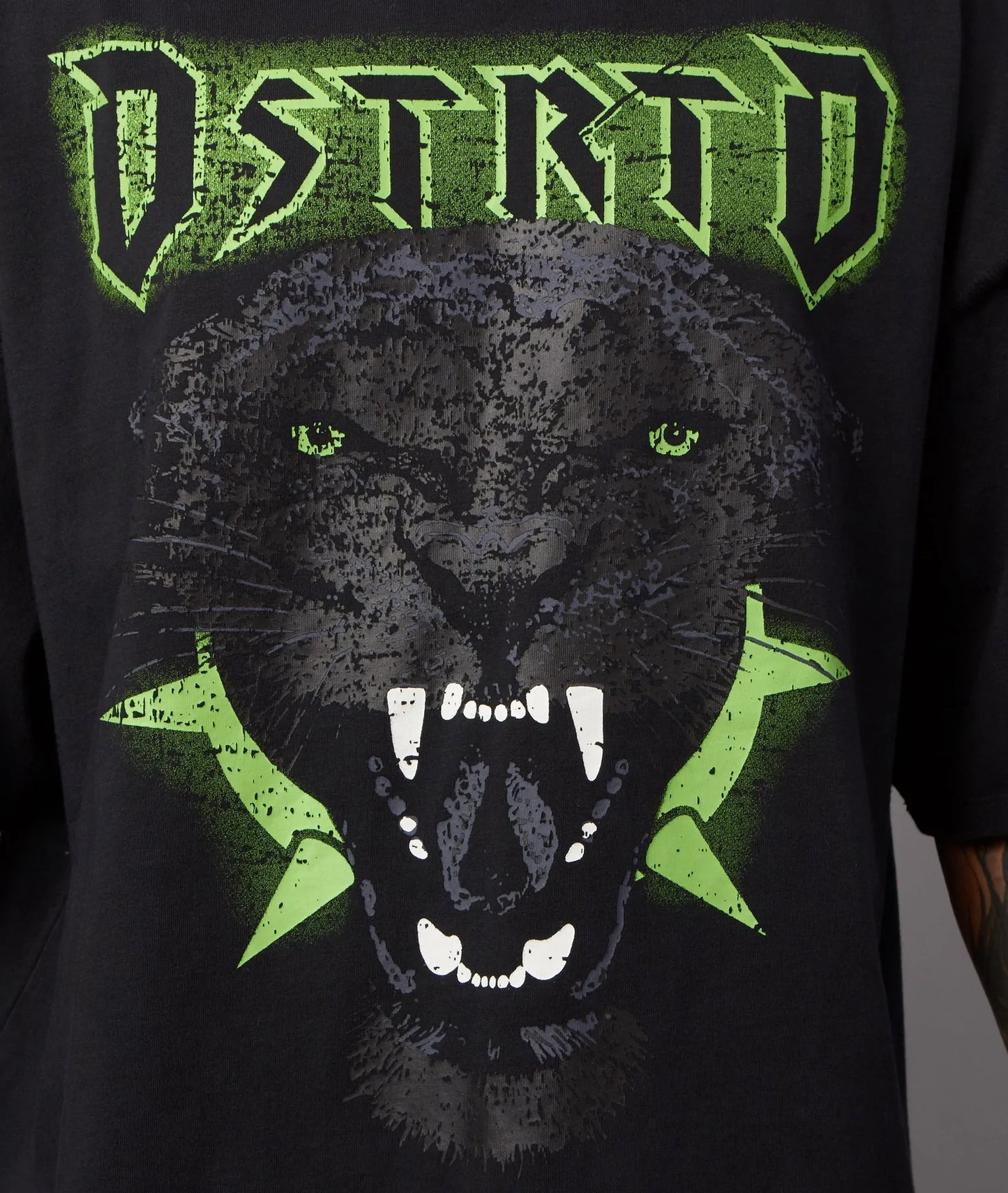 DPC- VINTAGE PANTHER WASHED BLACK,  & GREEN OVERSIZED T-SHIRT