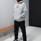 DPC- COLLEGE GREY MELANGE & WHITE OVERSIZED HOODIE